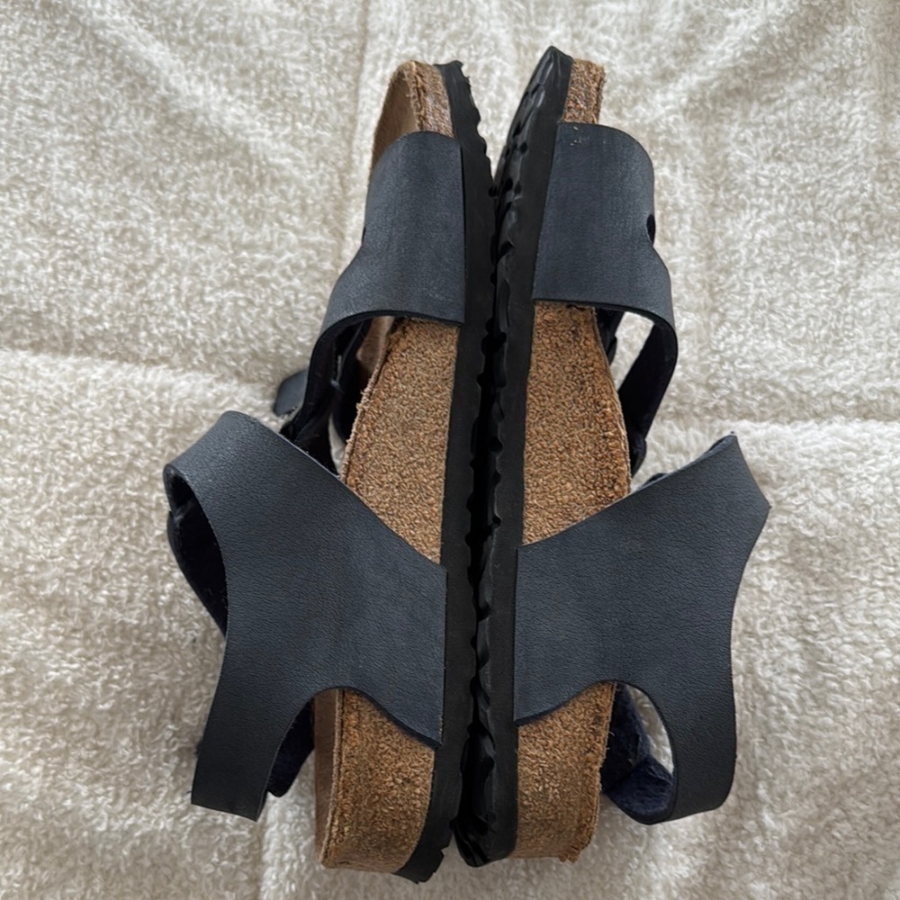 Birkis Birkenstock Ellice Three Strap Slingback Blue leather sandals bohemian - Picture 5 of 6